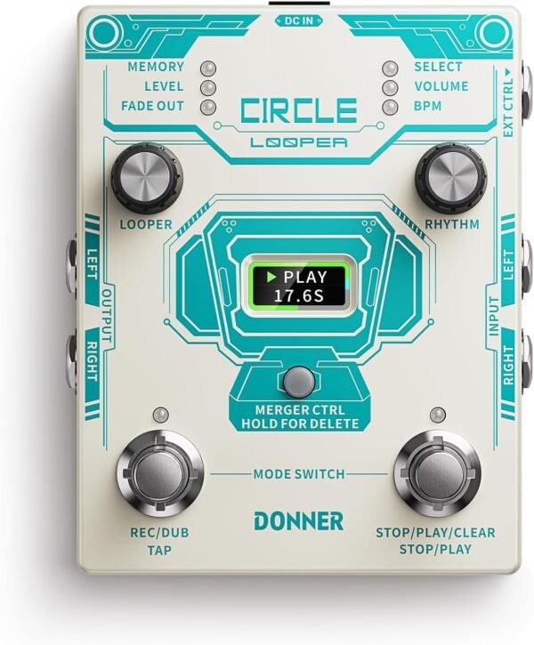 Donner Circle Looper Pedal review versatile drum machine with 160-minute recording storage