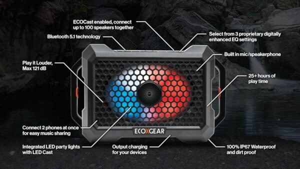 Outdoor Portable Bluetooth Speaker Review ECOXGEAR Defender Waterproof Design and Massive 121dB Sound